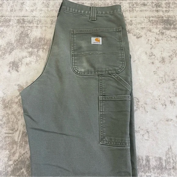 Carhartt Men's Rugged Relaxed Fit Olive Green Cargo Carpenter Pants 34x32 - Picture 11 of 12